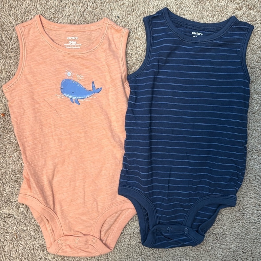 Carters Baby Boy Sleeveless 24M Onesies Set Of 2